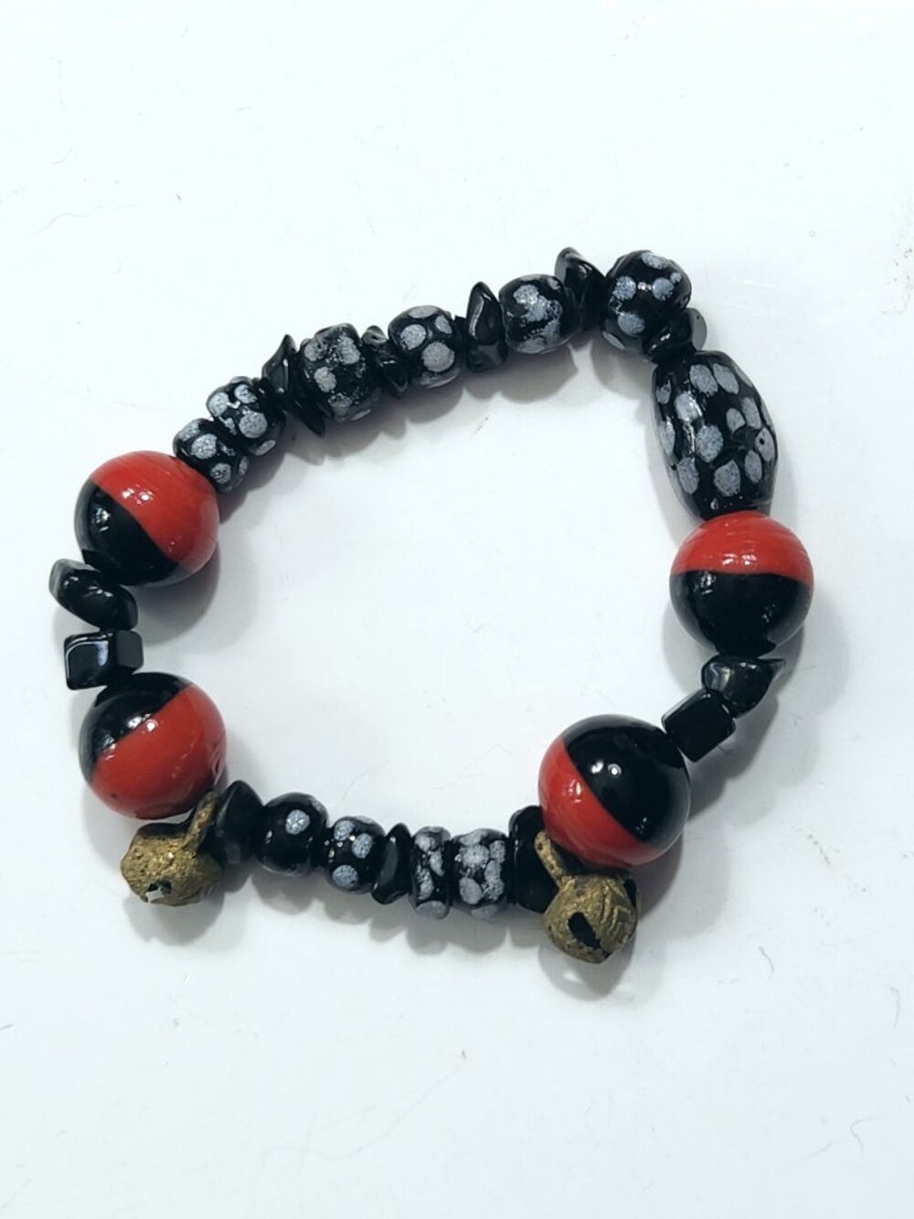 AS IS Orisha Elegua Sacred Beaded Ilde Bracelet with Bells - For Repair/Craft